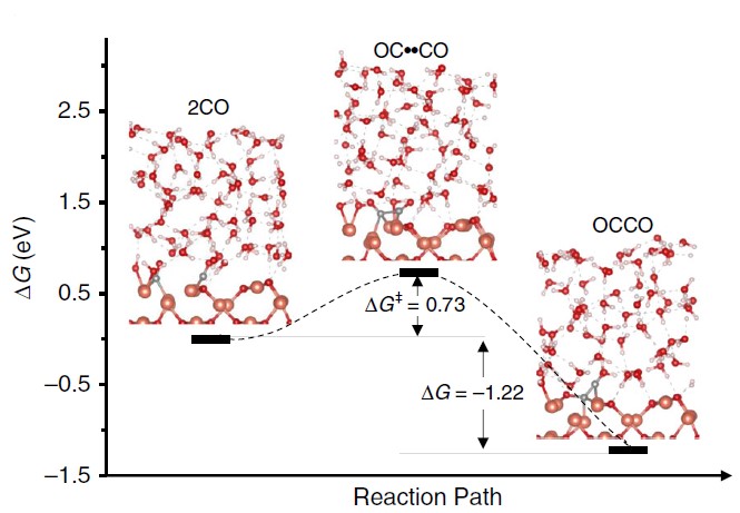 Figure 3. Carbon–carbon bond formation simulations (all-atom modeling at the liquid-air interface)